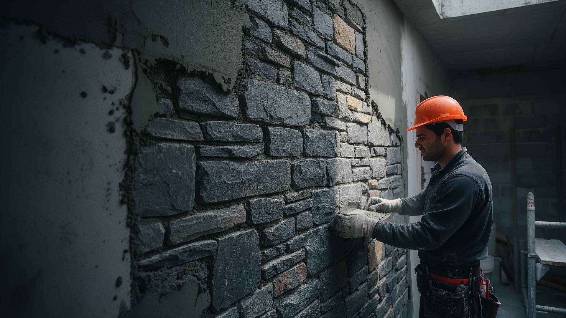 Artisan maçon au travail sur un chantier à Blagnac